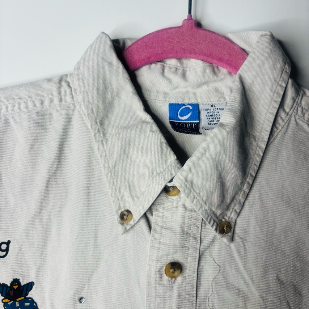 Port and Company Cream Casual Button Down Shirt - Picture 4 of 5
